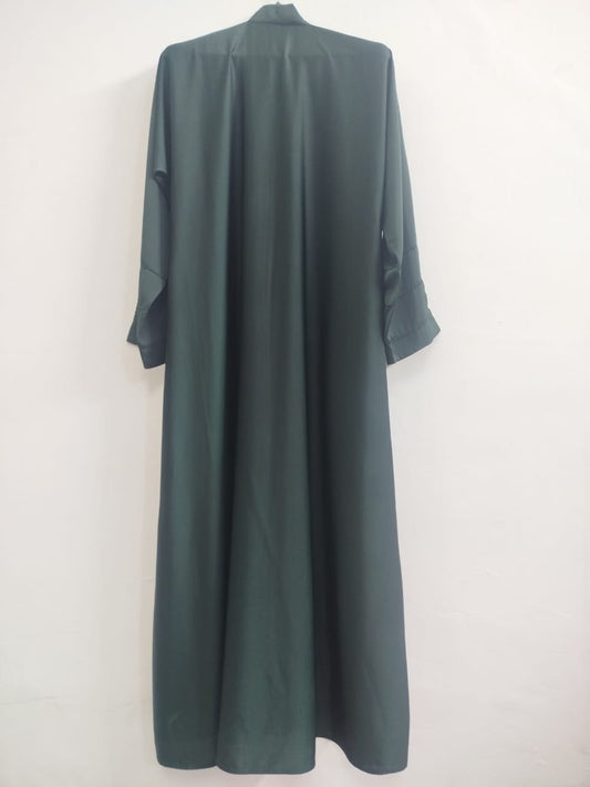 Noor Bottle Green Four-Cut Button Abaya