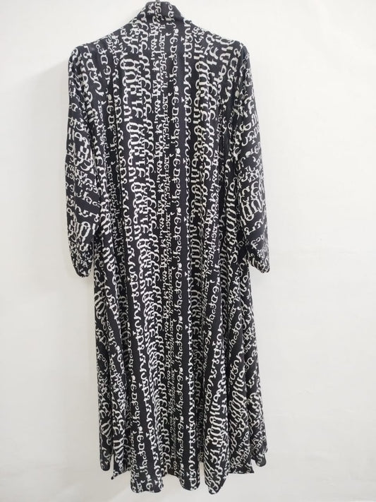 Monochrome Maze Soft Chiffon Printed Abaya