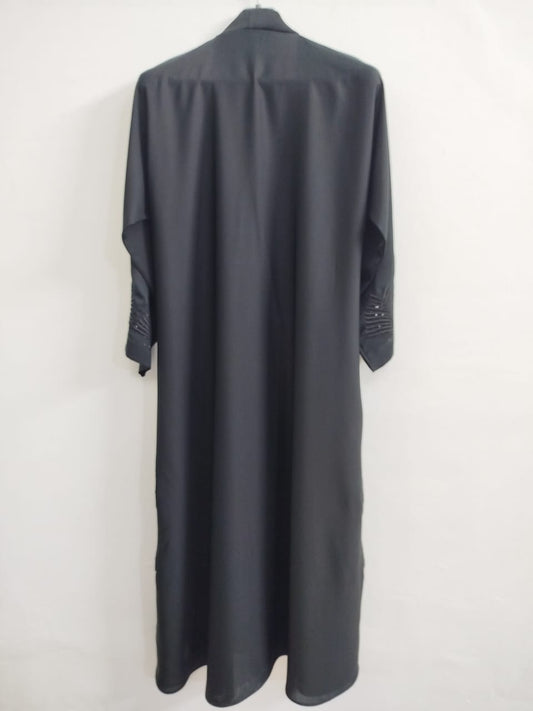 Embroidered Front Open Abaya with Stylish Side Slits