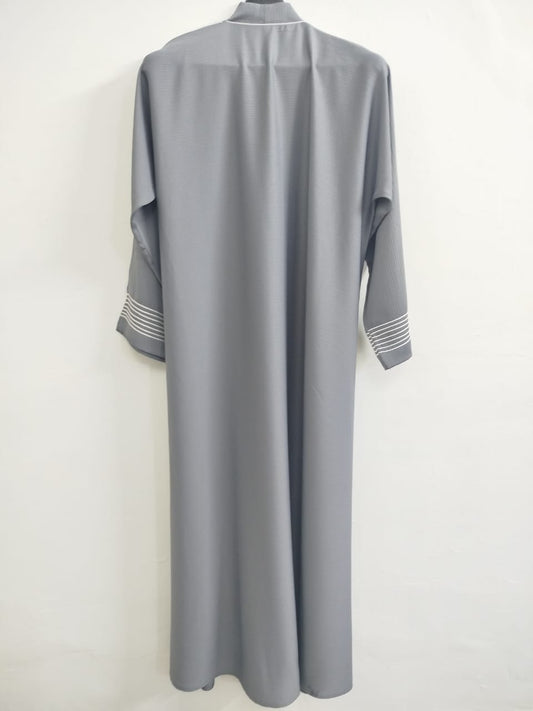 Elite Shoulder-Doori Silver Grey Abaya