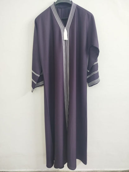 Classic Doori Work Deep Purple Abaya