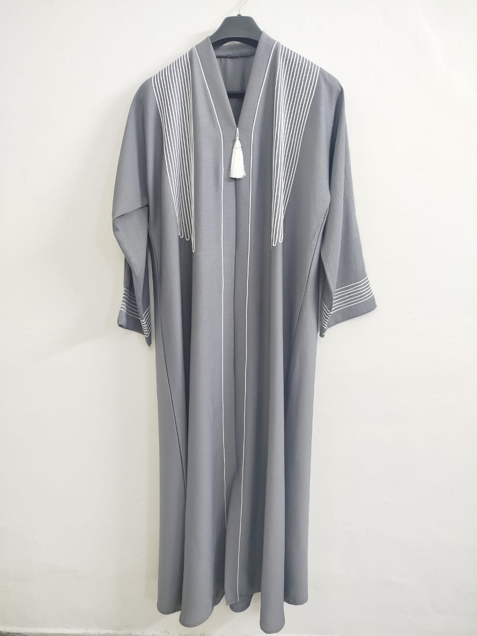 Elite Shoulder-Doori Silver Grey Abaya