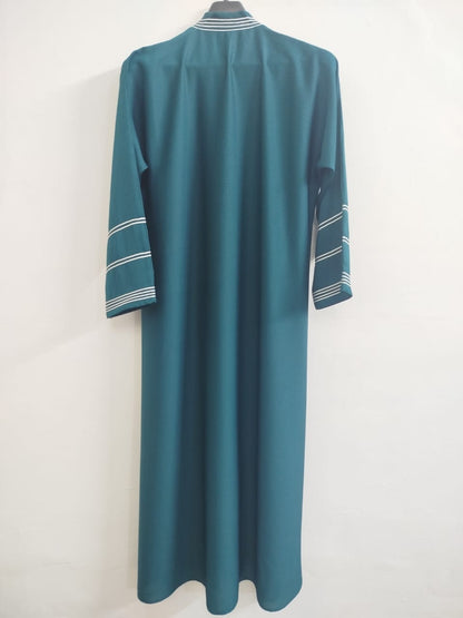 Classic Doori Work Sea Green Abaya