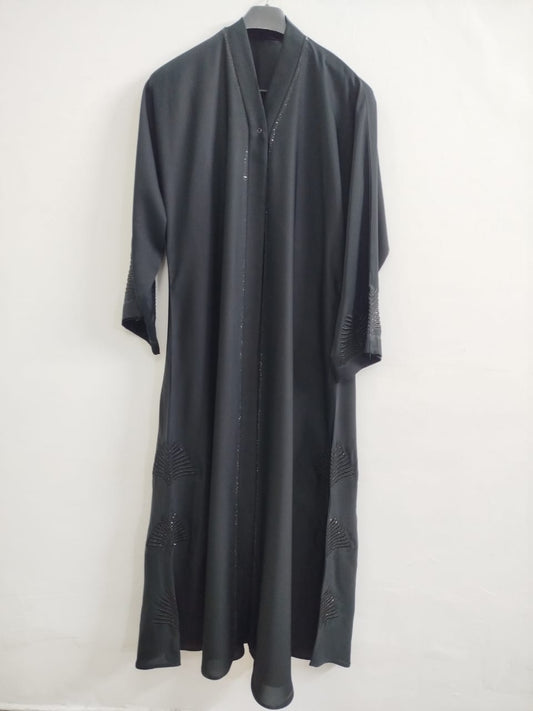 Embroidered Front Open Abaya with Stylish Side Slits