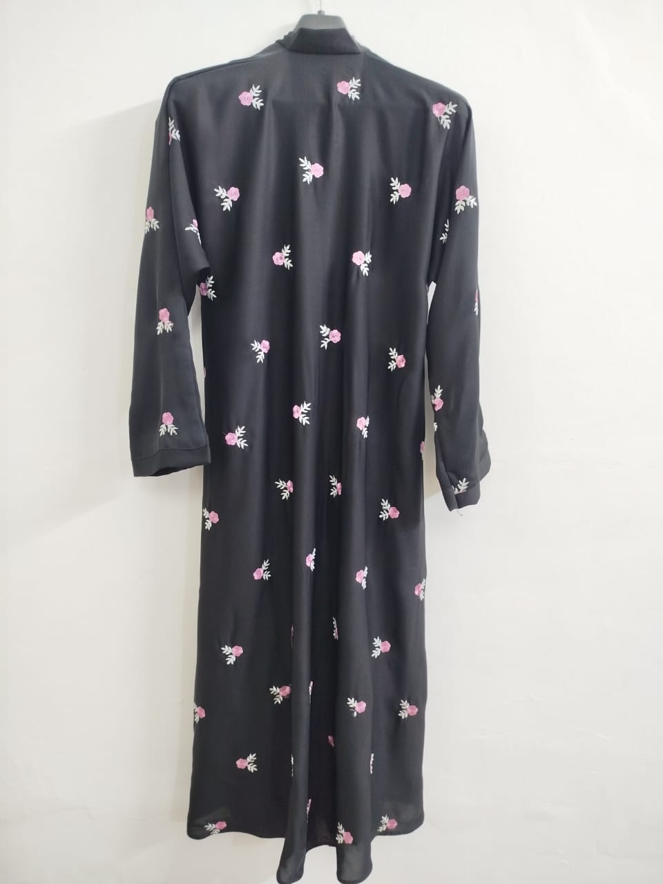 Floral Embroidered Front Open Abaya