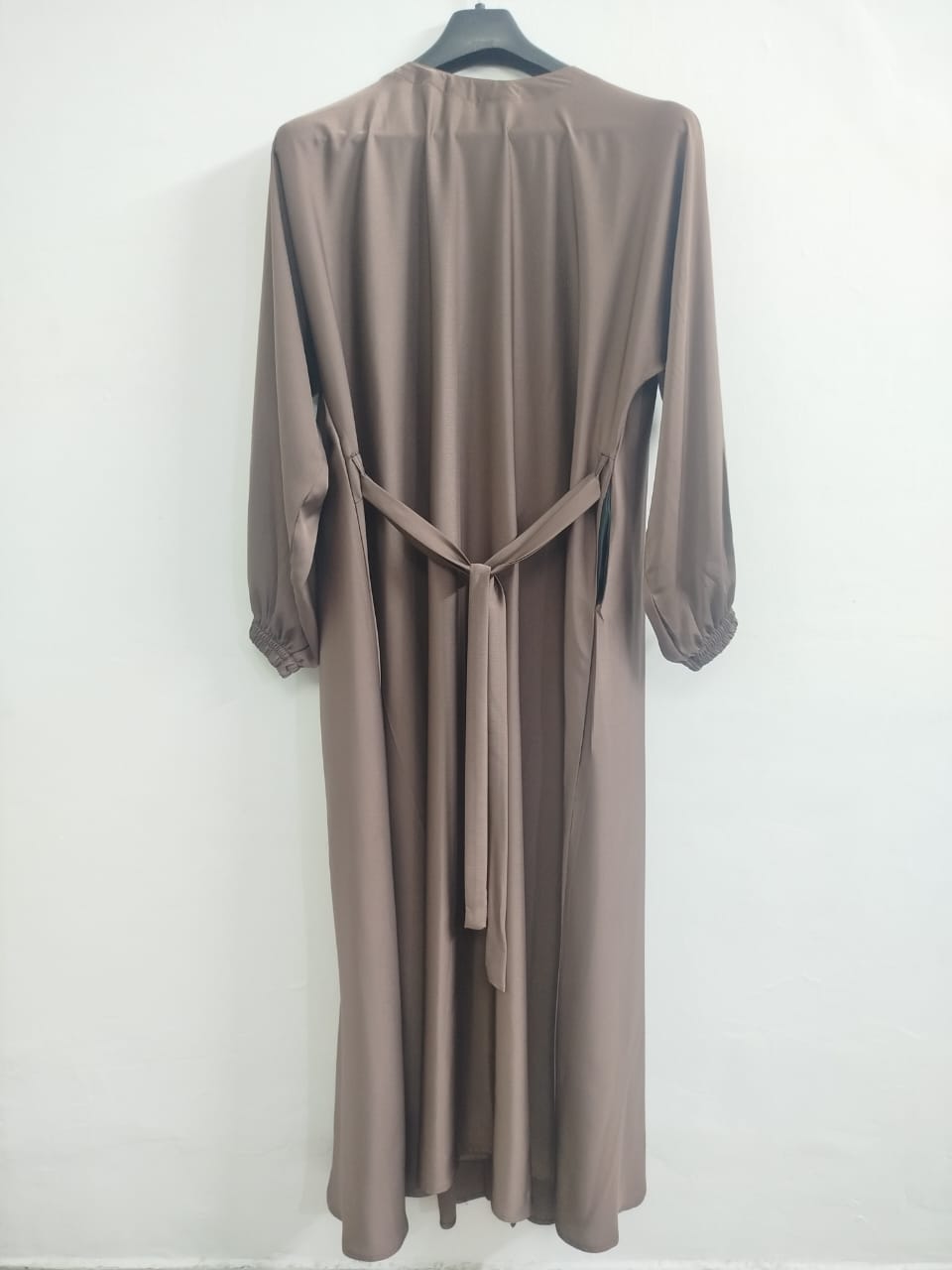 Light Brown Front Pleated Abaya with Embellished Buttons