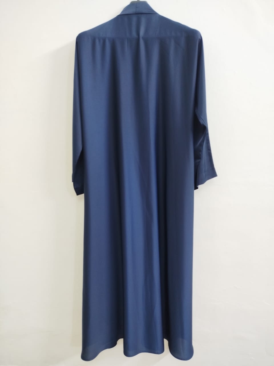 Elegant Front Open V-Pleated Navy Blue Abaya