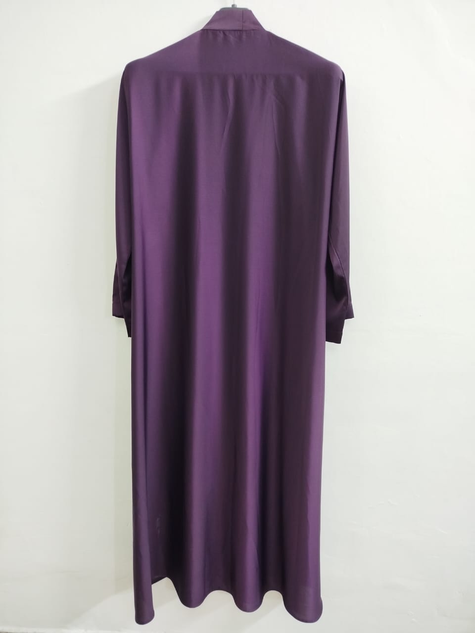 Elegant Front Open V-Pleated Dark Purple Abaya