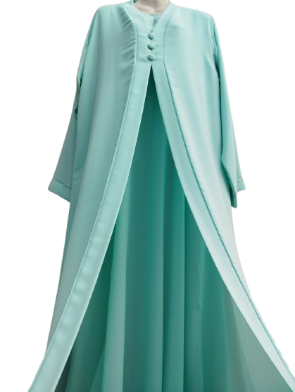 Aqua Front-Open Abaya